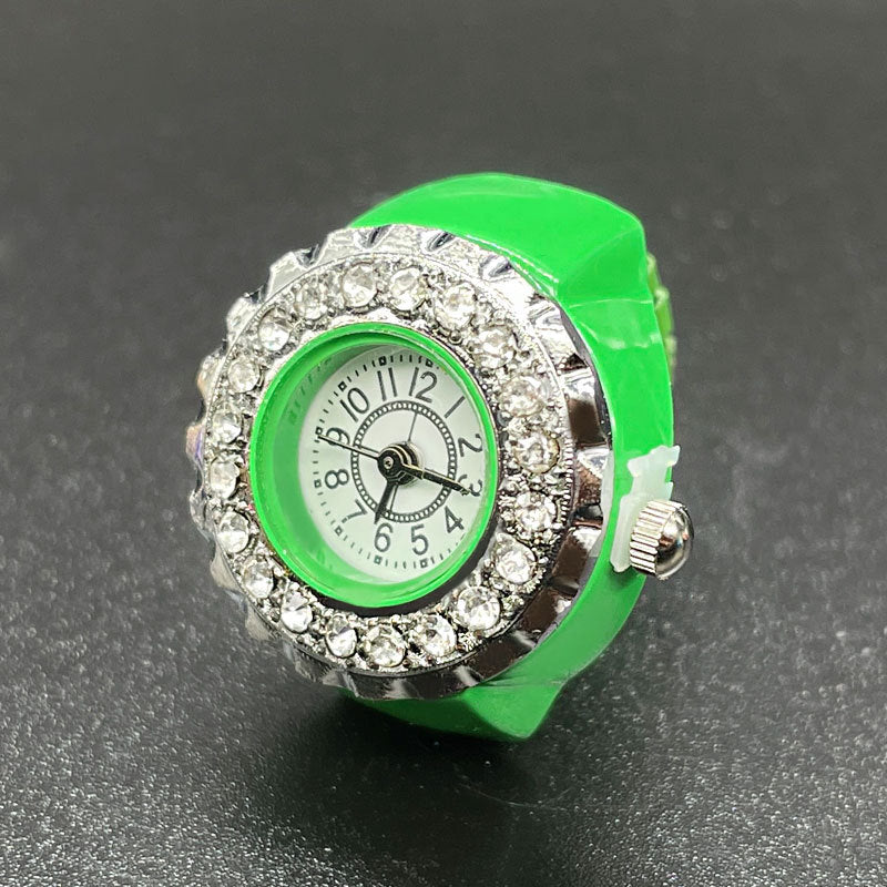 Reloj de anillo de diamantes de acero inoxidable al por mayor